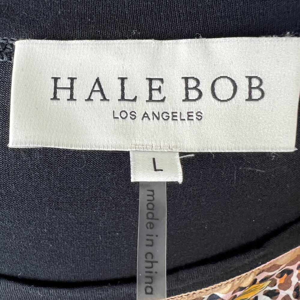 HALE BOB Black Multi Top Floral Round Neck Drop Shoulder Pullover Size Large L - Picture 6 of 8